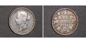 25 Cent Canadá Plata Victoria (1819 - 1901)