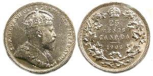 25 Cent Canadá Plata Eduardo VII (1841-1910)