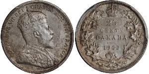 25 Cent Canadá Plata Eduardo VII (1841-1910)