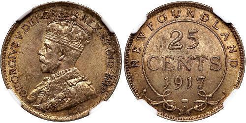 25 Cent Canadá Plata Jorge V (1865-1936)