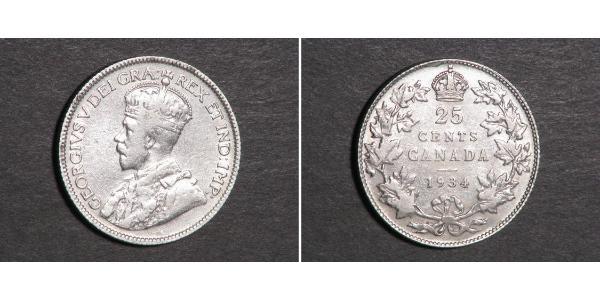 25 Cent Canadá Plata Jorge V (1865-1936)