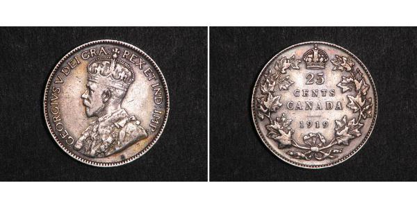 25 Cent Canadá Plata Jorge V (1865-1936)