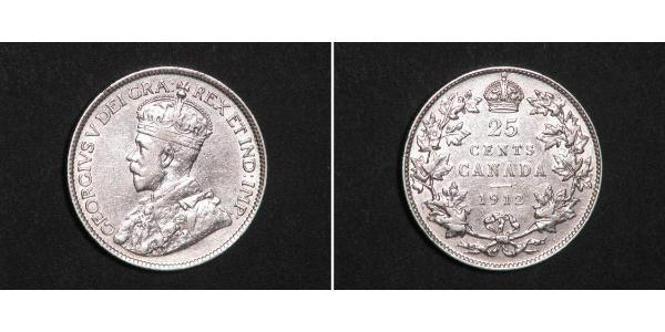25 Cent Canadá Plata Jorge V (1865-1936)
