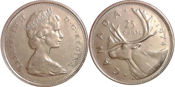 25 Cent Canada Rame/Nichel Elisabetta II (1926-2022)