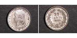 25 Cent Königreich der Niederlande (1815 - ) Silber Wilhelmina (Niederlande)(1880 - 1962)