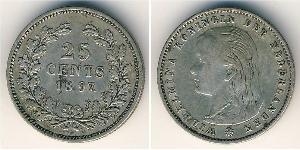 25 Cent Königreich der Niederlande (1815 - ) Silber Wilhelmina (Niederlande)(1880 - 1962)