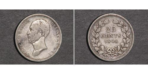 25 Cent Königreich der Niederlande (1815 - ) Silber Wilhelm II. (Niederlande) (1792 - 1849)