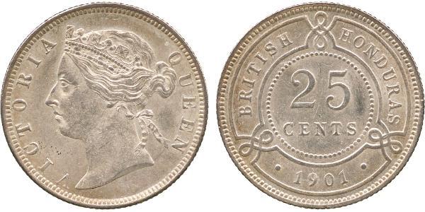 25 Cent British Honduras (1862-1981) Silver Victoria (1819 - 1901)