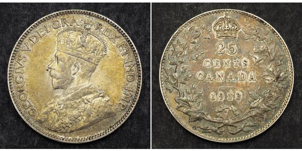 25 Cent Canada Silver George V of the United Kingdom (1865-1936)