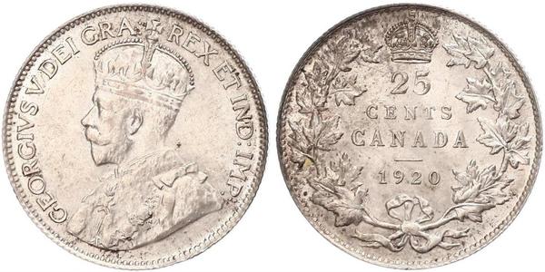 25 Cent Canada Silver George V of the United Kingdom (1865-1936)