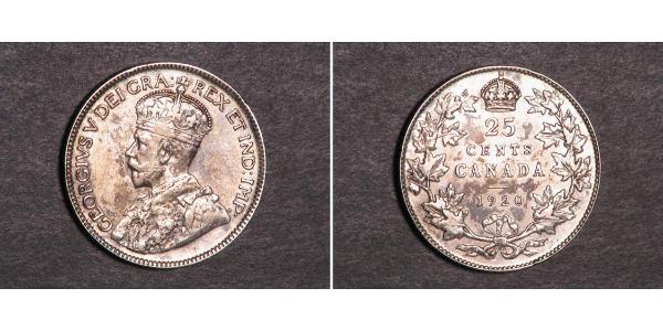 25 Cent Canada Silver George V of the United Kingdom (1865-1936)