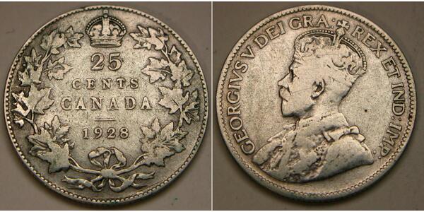 25 Cent Canada Silver George V of the United Kingdom (1865-1936)