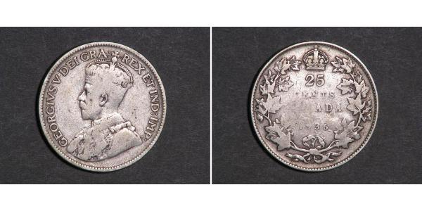 25 Cent Canada Silver George V of the United Kingdom (1865-1936)