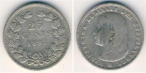 25 Cent Kingdom of the Netherlands (1815 - ) Silver Wilhelmina of the Netherlands (1880 - 1962)