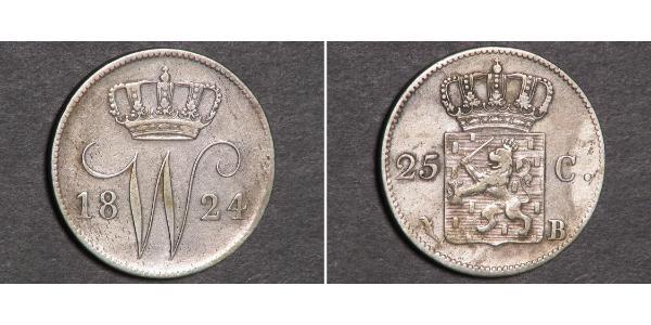 25 Cent Kingdom of the Netherlands (1815 - ) Silver William I of the Netherlands (1772 - 1843)