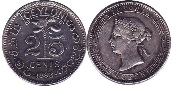 25 Cent Sri Lanka/Ceylon Silver 