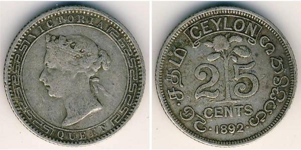 25 Cent Sri Lanka/Ceylon Silver 