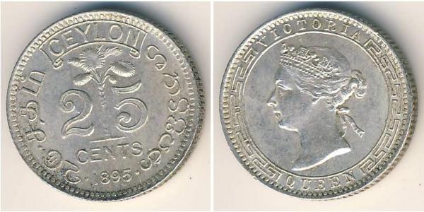 25 Cent Sri Lanka/Ceylon Silver 