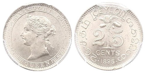 25 Cent Sri Lanka/Ceylon 銀 