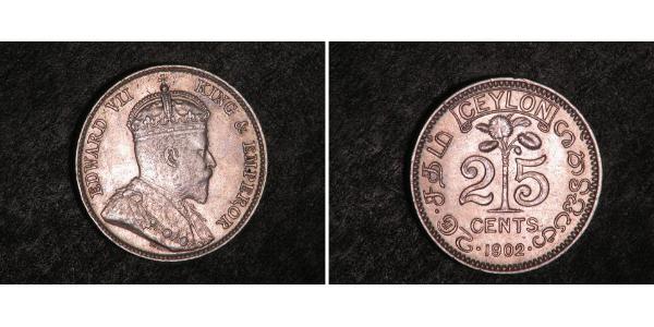 25 Cent Sri Lanka/Ceylon 銀 爱德华七世 (1841-1910)