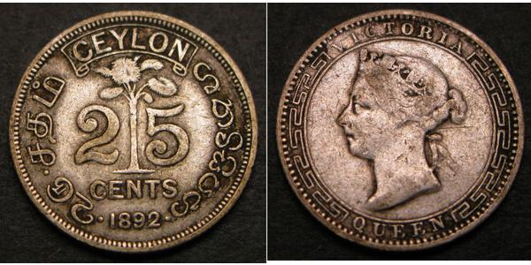 25 Cent Sri Lanka/Ceylon 銀 