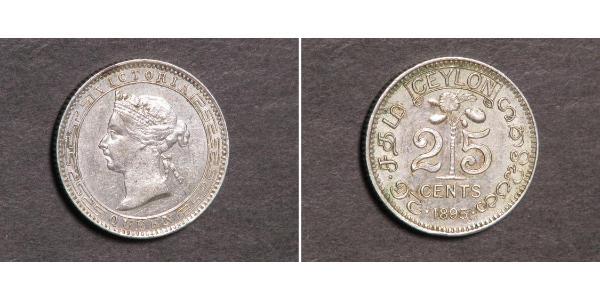 25 Cent Sri Lanka/Ceylon 銀 