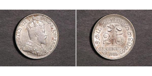 25 Cent Sri Lanka/Ceylon 銀 爱德华七世 (1841-1910)