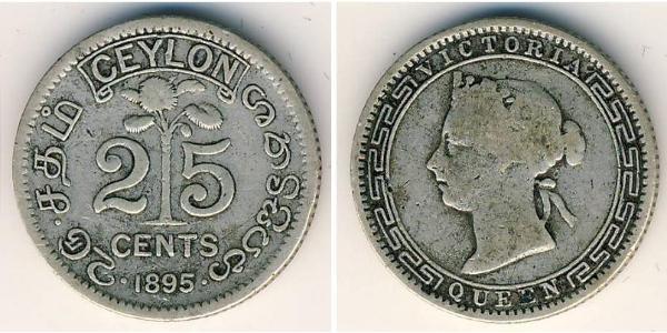 25 Cent Sri Lanka/Ceylon 銀 