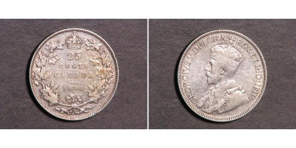 25 Cent 加拿大 銀 乔治五世  (1865-1936)