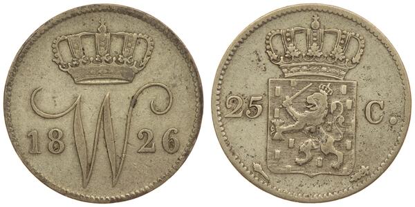 25 Cent 荷兰王国 銀 William I of the Netherlands (1772 - 1843)