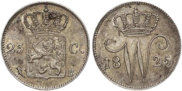 25 Cent 荷兰王国 銀 William I of the Netherlands (1772 - 1843)