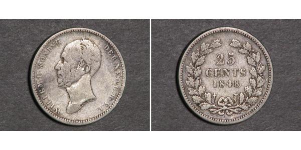 25 Cent 荷兰王国 銀 威廉二世 (尼德兰)