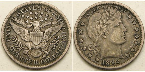 25 Cent / 1/4 Dollar 美利堅合眾國 (1776 - ) 銀/銅 