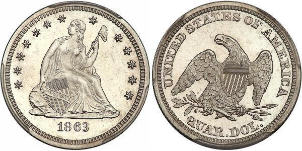 25 Cent / 1/4 Dollar 美利堅合眾國 (1776 - ) 銀/銅 