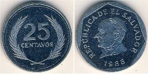 25 Centavo El Salvador Acero inoxidable 