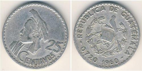 25 Centavo Guatemala (1838 - ) Argent 