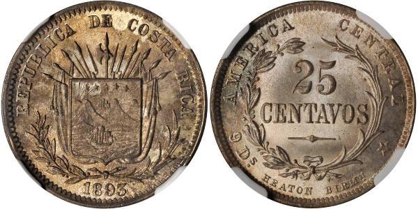 25 Centavo Costa Rica Argento 