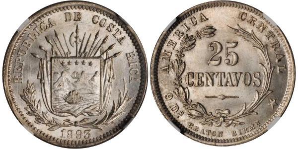 25 Centavo Costa Rica Argento 
