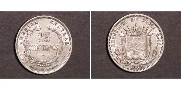 25 Centavo Costa Rica Argento 