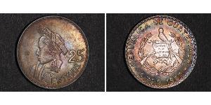 25 Centavo Guatemala (1838 - ) Argento 