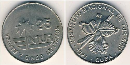 25 Centavo Cuba Rame/Nichel 