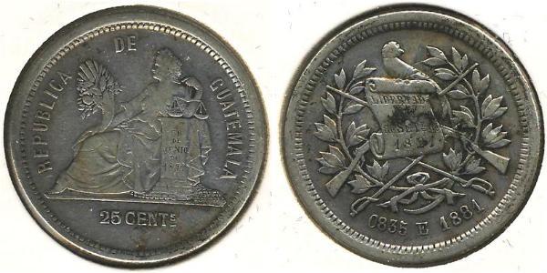 25 Centavo Guatemala Silver 