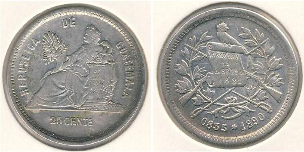 25 Centavo 危地马拉 銀 
