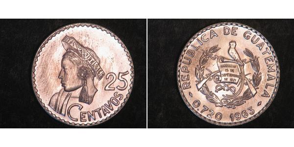 25 Centavo 危地马拉 銀 