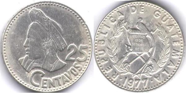 25 Centavo 危地马拉 銀 