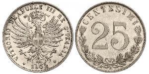 25 Centesimo Kingdom of Italy (1861-1946) Plata Víctor Manuel III de Italia (1869 - 1947)