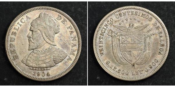 25 Centesimo Panamá Plata 