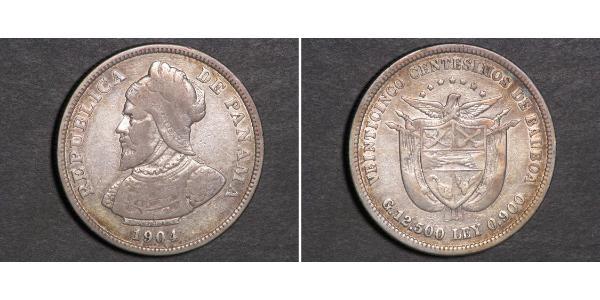 25 Centesimo Panama Silber 