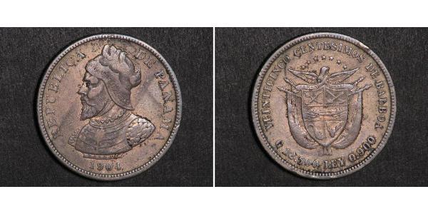 25 Centesimo Panama Silber 