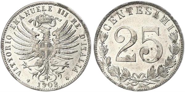 25 Centesimo Kingdom of Italy (1861-1946) Silver Victor Emmanuel III of Italy (1869 - 1947)